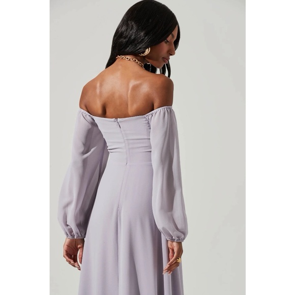 NEW ASTR Lucinda Square Neck Long Sleeve Maxi Dress in Dusty Lavender S - Picture 4 of 14